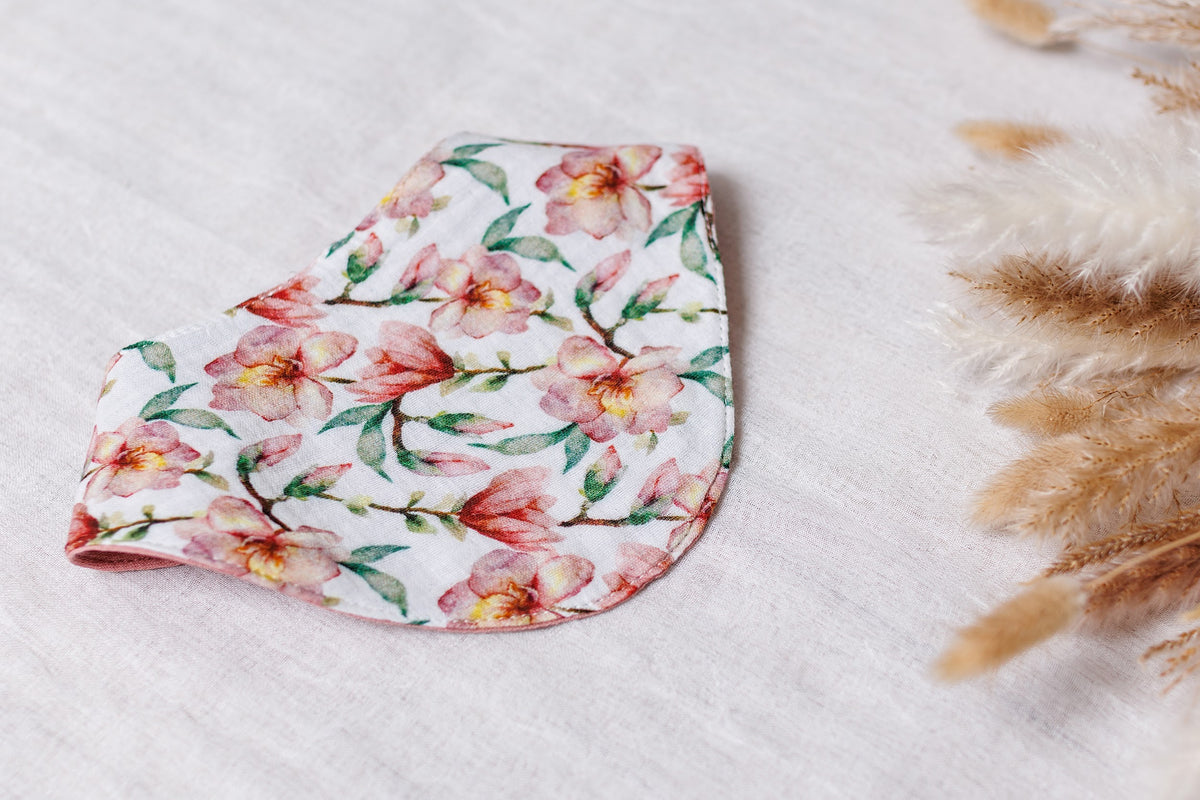 Muslin Baby Bibs "Magnolia Bloom" – 1 pc or 3-Pack