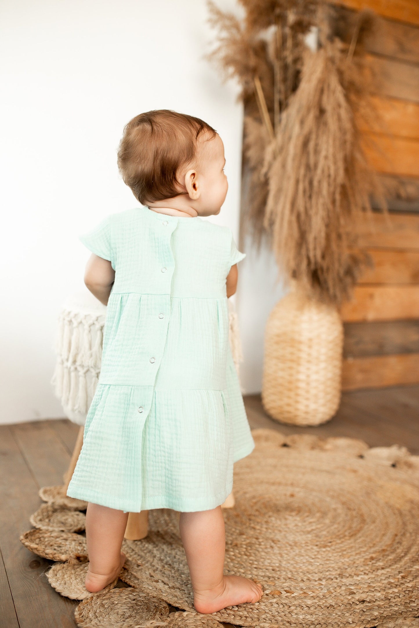 Organic Cotton Muslin Baby Dress: Flowing Summer Outfit