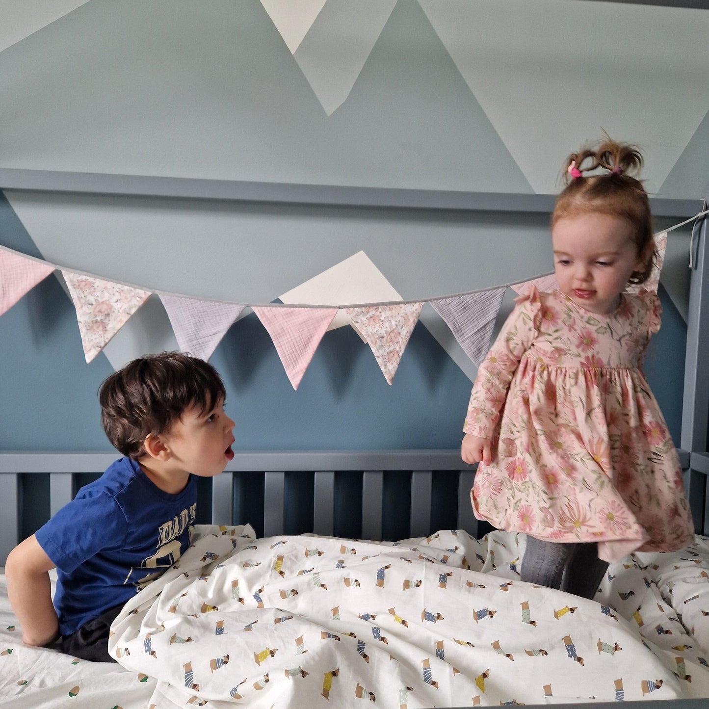 Cotton Flag Bunting: Nursery Garland Wall Decor