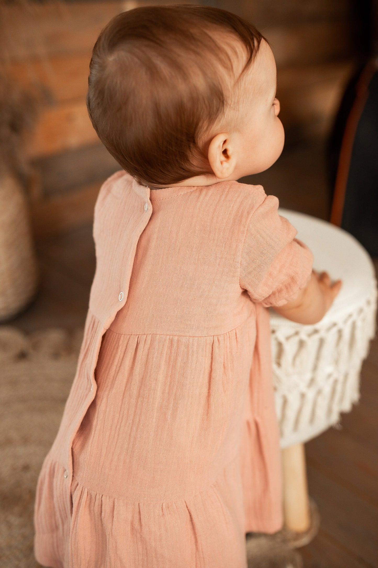 Organic Cotton Muslin Baby Dress: Flowing Summer Outfit