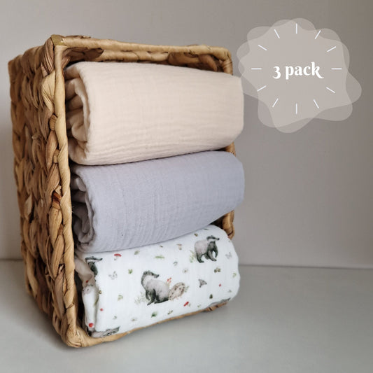 Set of 3 Waterproof change pad Double Gauze Muslin  travel changing mat, Diaper changing mat, portable changing mat