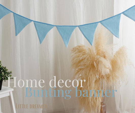 Home decor Bunting garland Blue bunting banner Cotton flags for nursery  Wall decor Pink bunting banner for nursery Baby shower decor