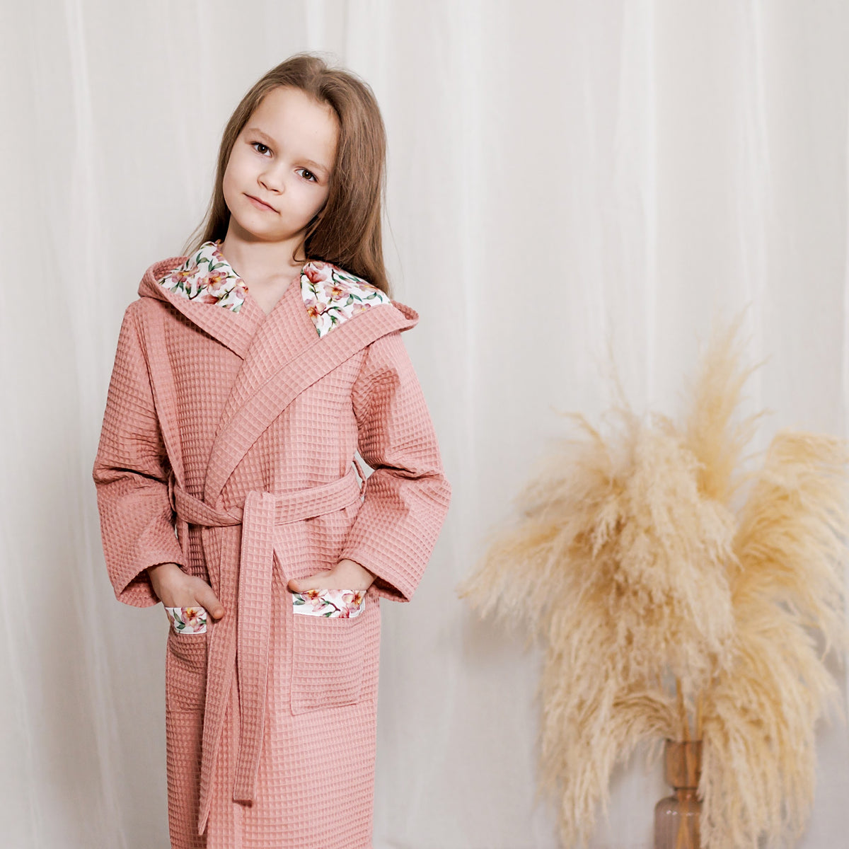 Kids Waffle Robe "Blush Blossom"