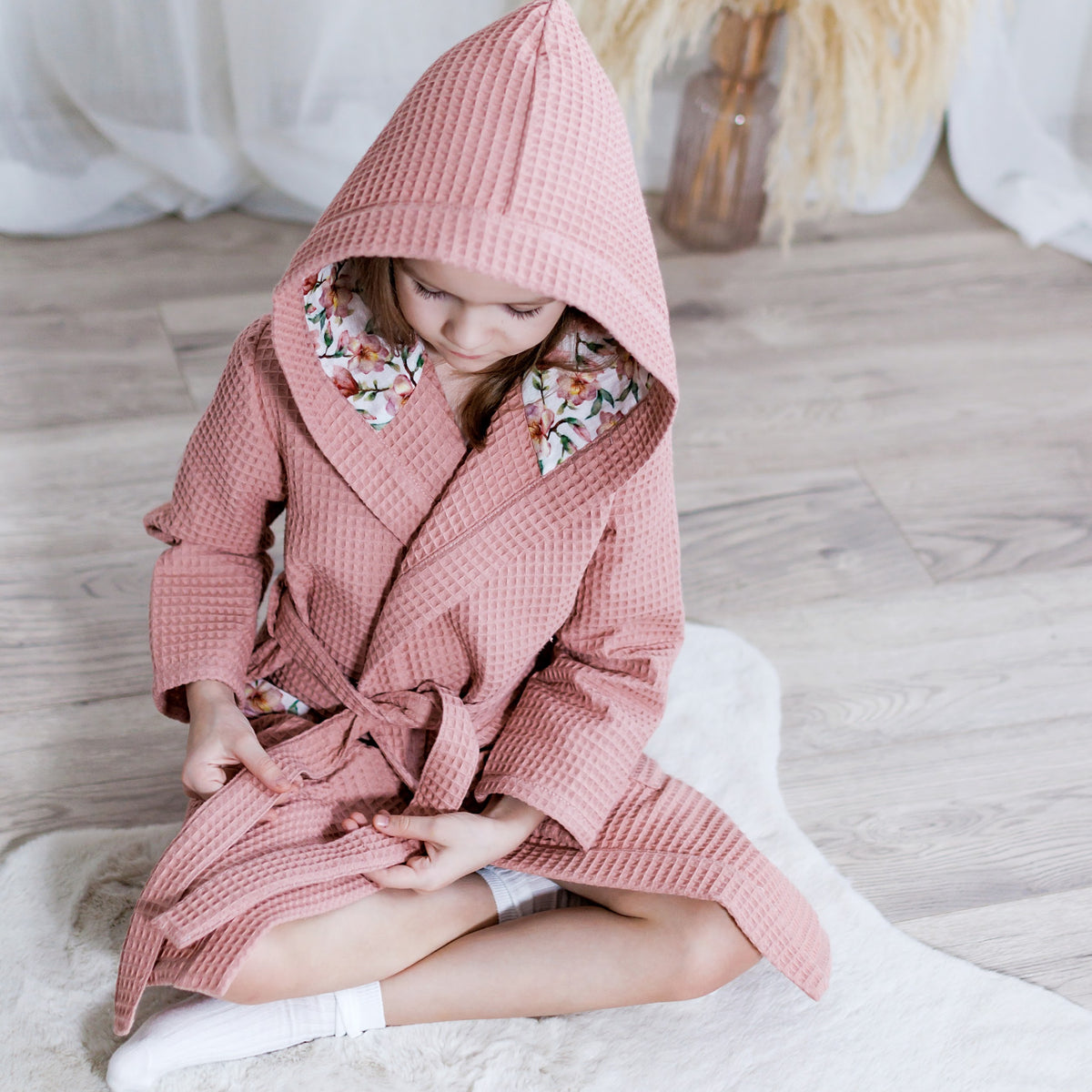 Kids Waffle Robe "Blush Blossom"