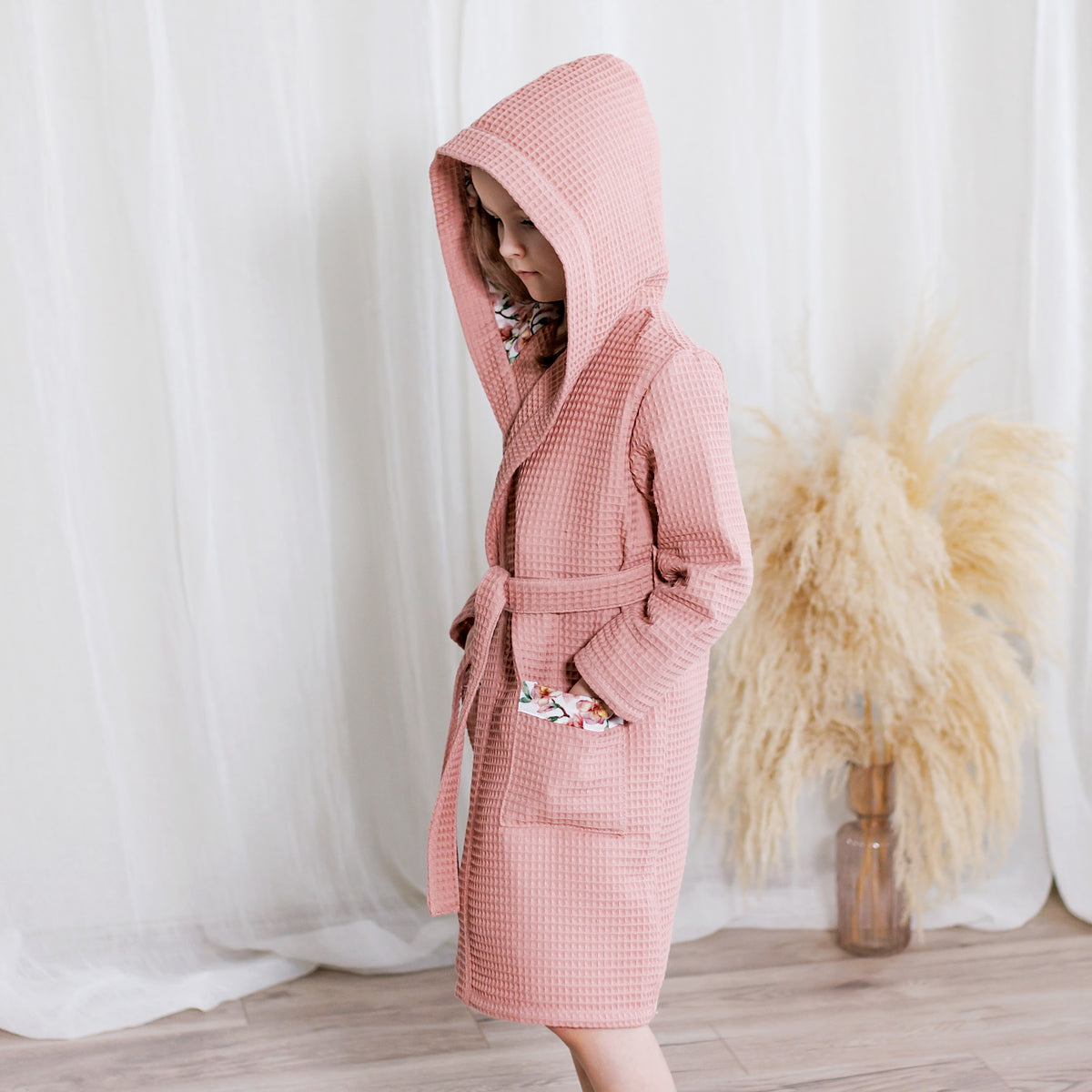 Kids Waffle Robe "Blush Blossom"