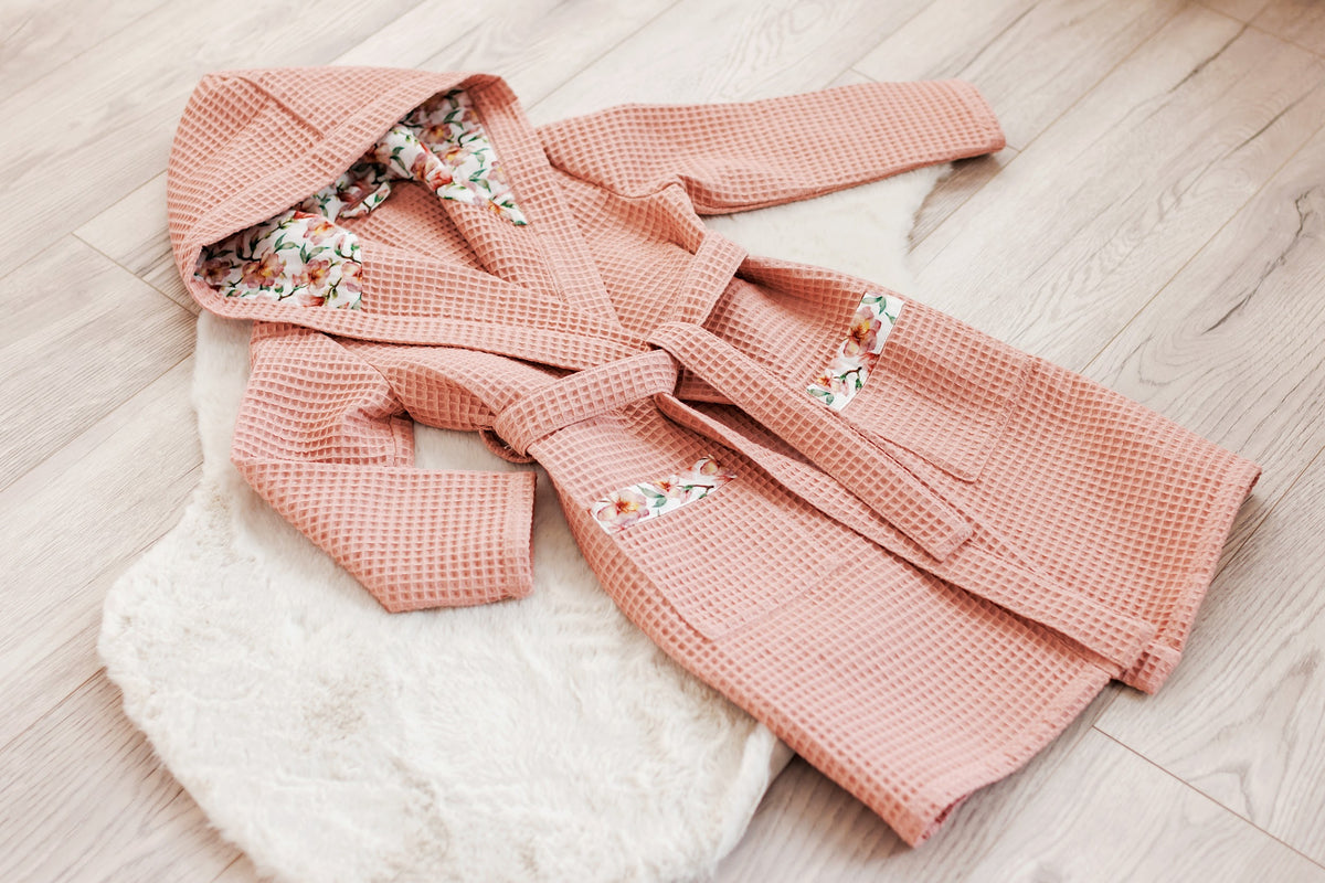 Kids Waffle Robe "Blush Blossom"