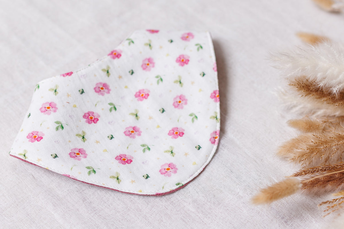 Muslin Baby Bibs "Pink Blossom" – 1 pc or 3-Pack