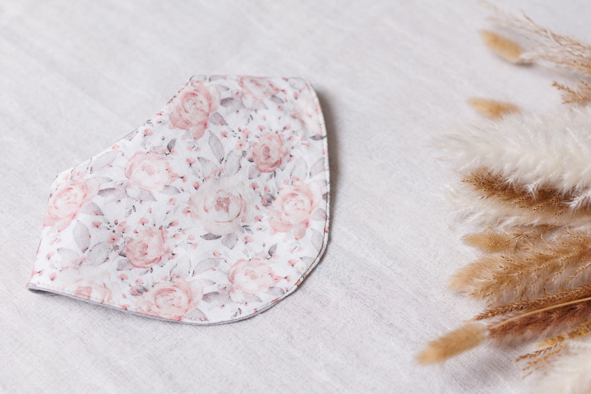 Muslin Baby Bibs "Blush Roses" – 1 pc or 3-Pack