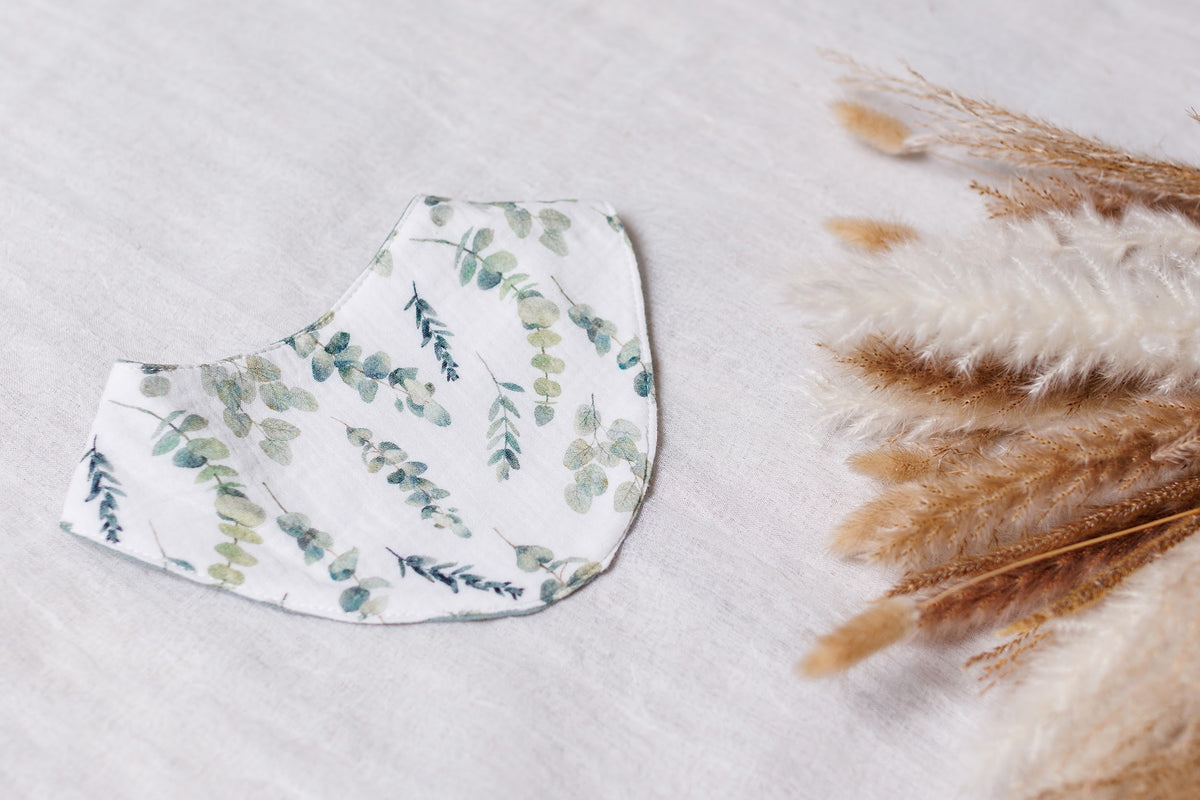 Muslin Baby Bibs "Eucalyptus" – 1 pc or 3-Pack
