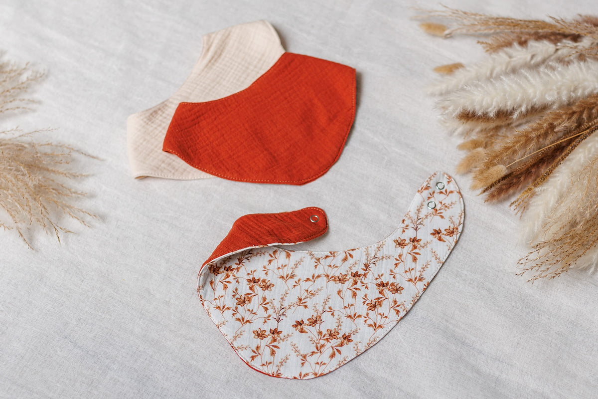 Muslin Baby Bibs "Autumn Bloom" – 1 pc or 3-Pack