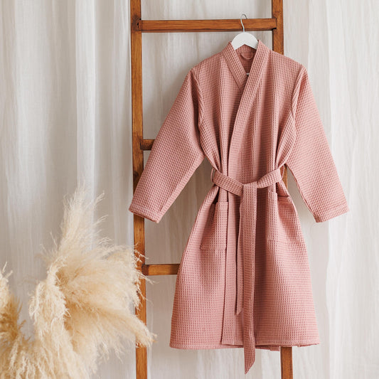 Waffle Muslin Cotton Robe: Lightweight Bathrobe, Loungewear