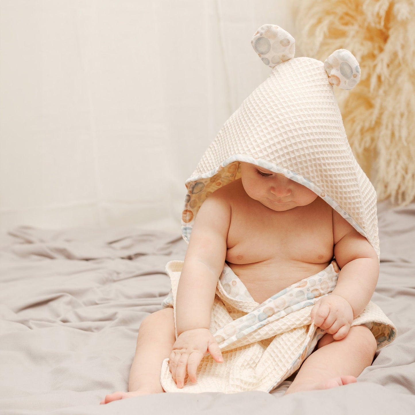 Hooded bath towel for babies, Waffle towel kids, Organic cotton Baby bath towel, New baby gift,Kapuzenhandtuch, Baby Badetuch