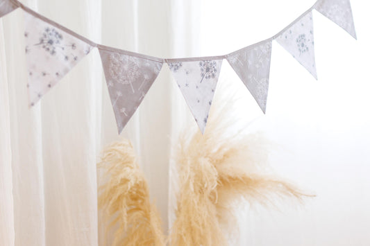 white bunting banner, premium Cotton flags for nursery, Handmade Wall Hanging.