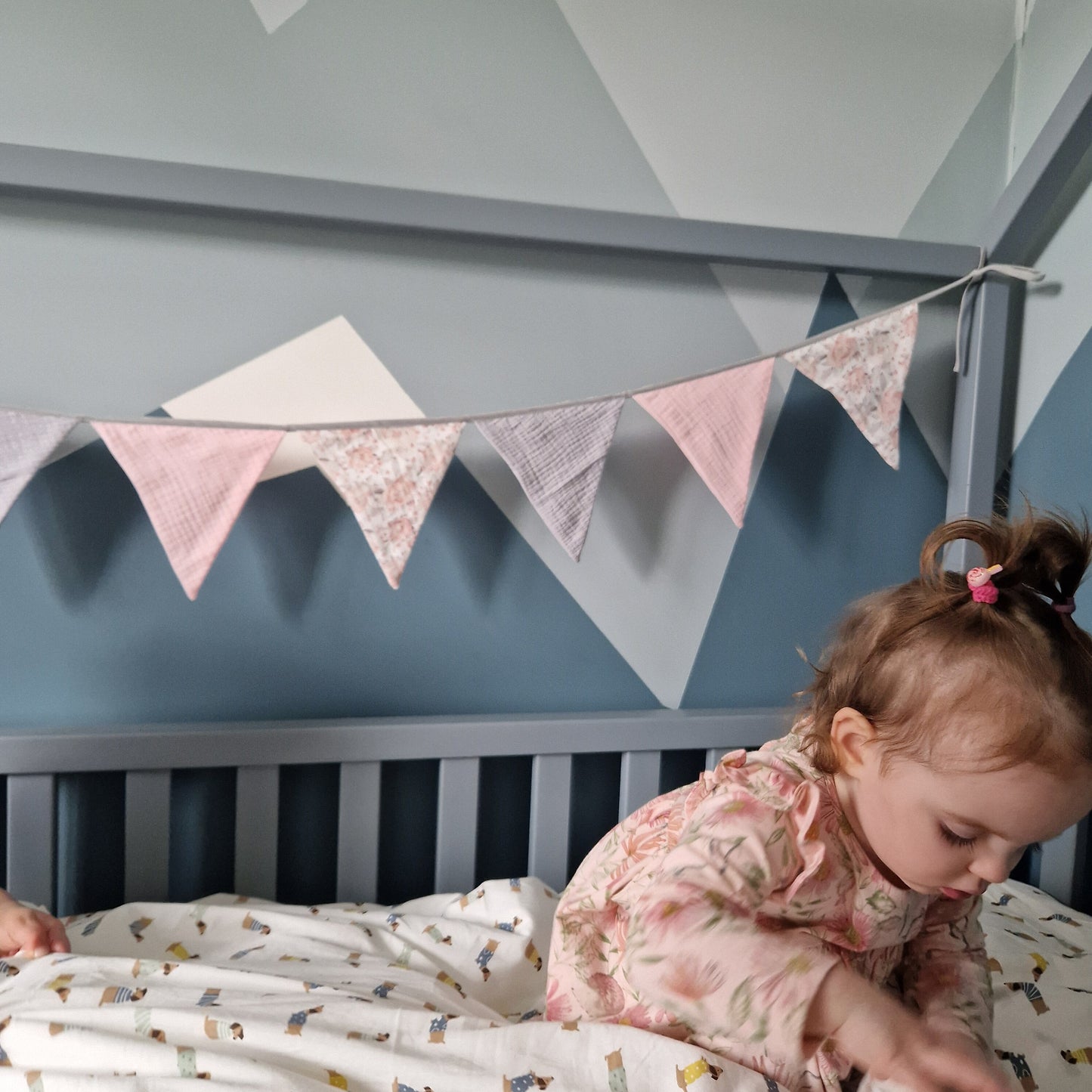 Cotton Flag Bunting: Nursery Garland Wall Decor