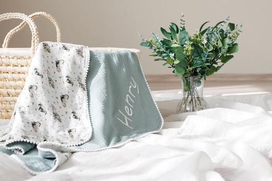 Personalized baby blanket with name Gifted baby blanket Newborn custom gift Baby shower present Embroidered Stroller Blanket