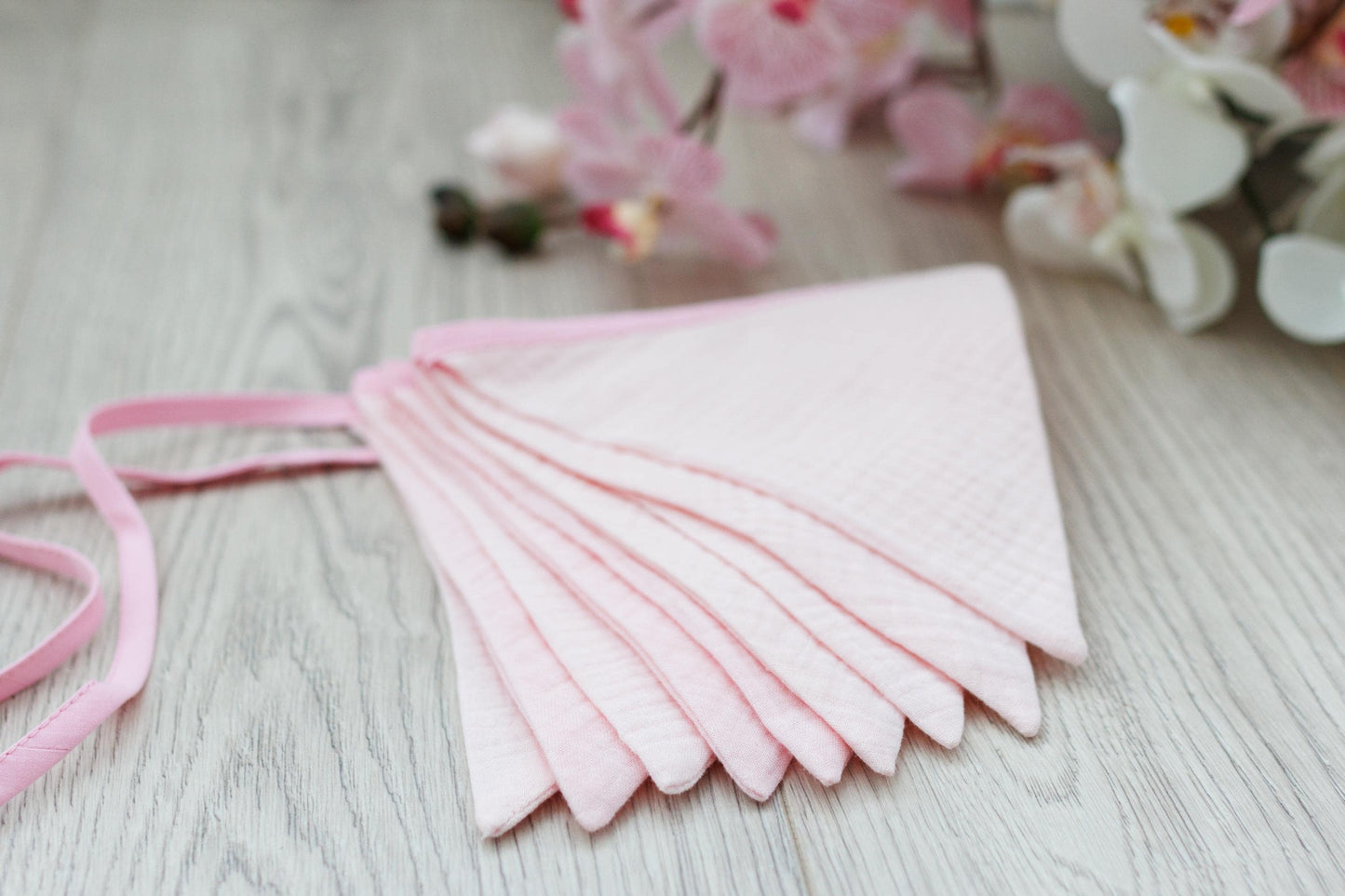 Home decor Bunting garland Beige bunting banner Cotton flags for nursery  Wall decor Pink bunting banner for nursery Baby shower decor