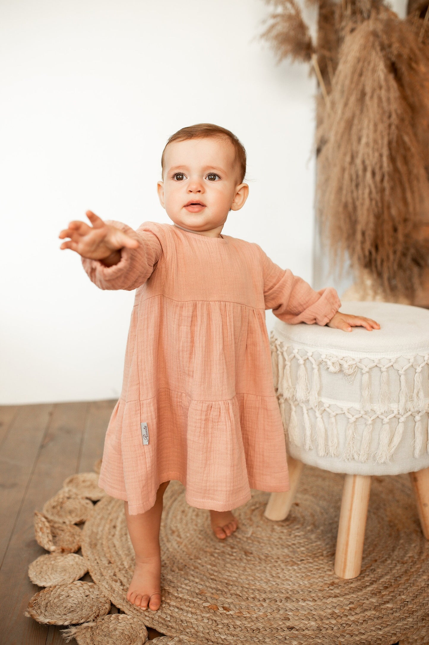 Organic Cotton Muslin Baby Dress: Flowing Summer Outfit