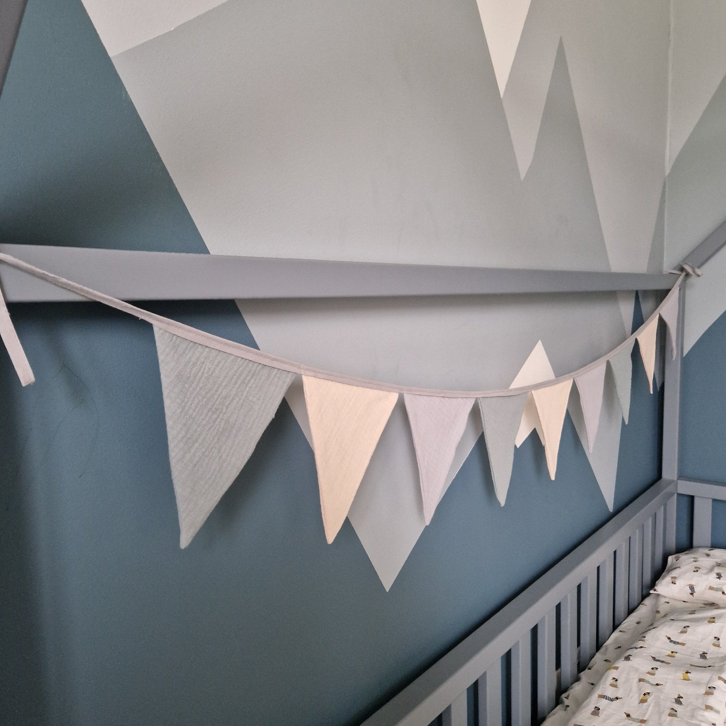 Cotton Flag Bunting: Neutral Nursery Garland Wall Decor