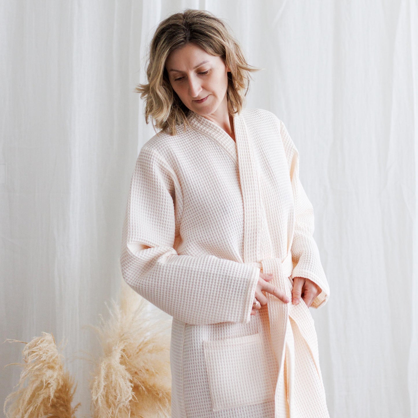 Waffle Cotton Robe: Women's Muslin Bathrobe, Soft Loungewear