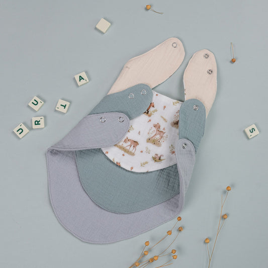 Muslin Baby Bib Set: Natural Cotton Double Gauze, Gender Neutral