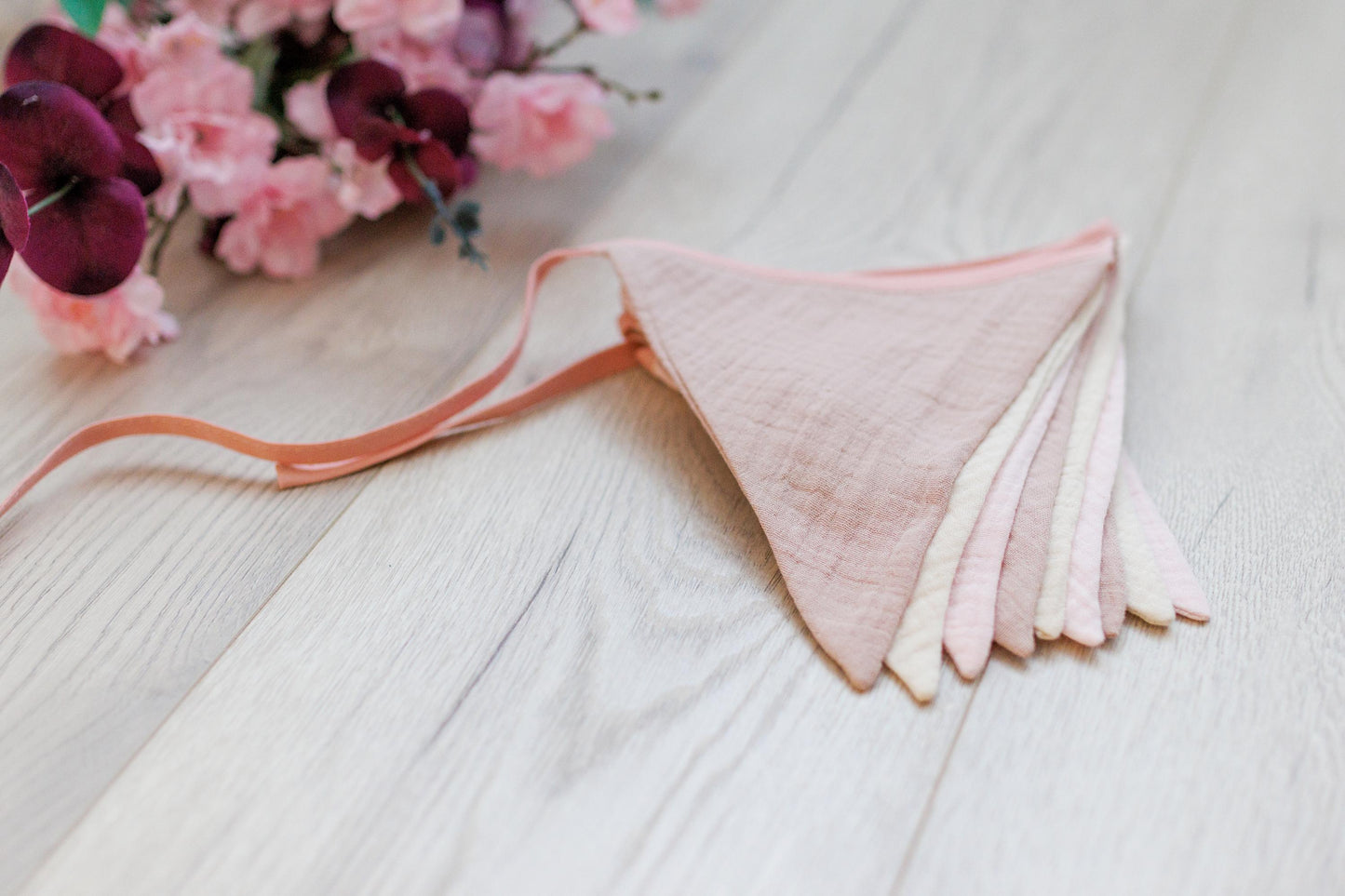 pink bunting banner, Cotton flags for nursery, Handmade Wall Hanging.