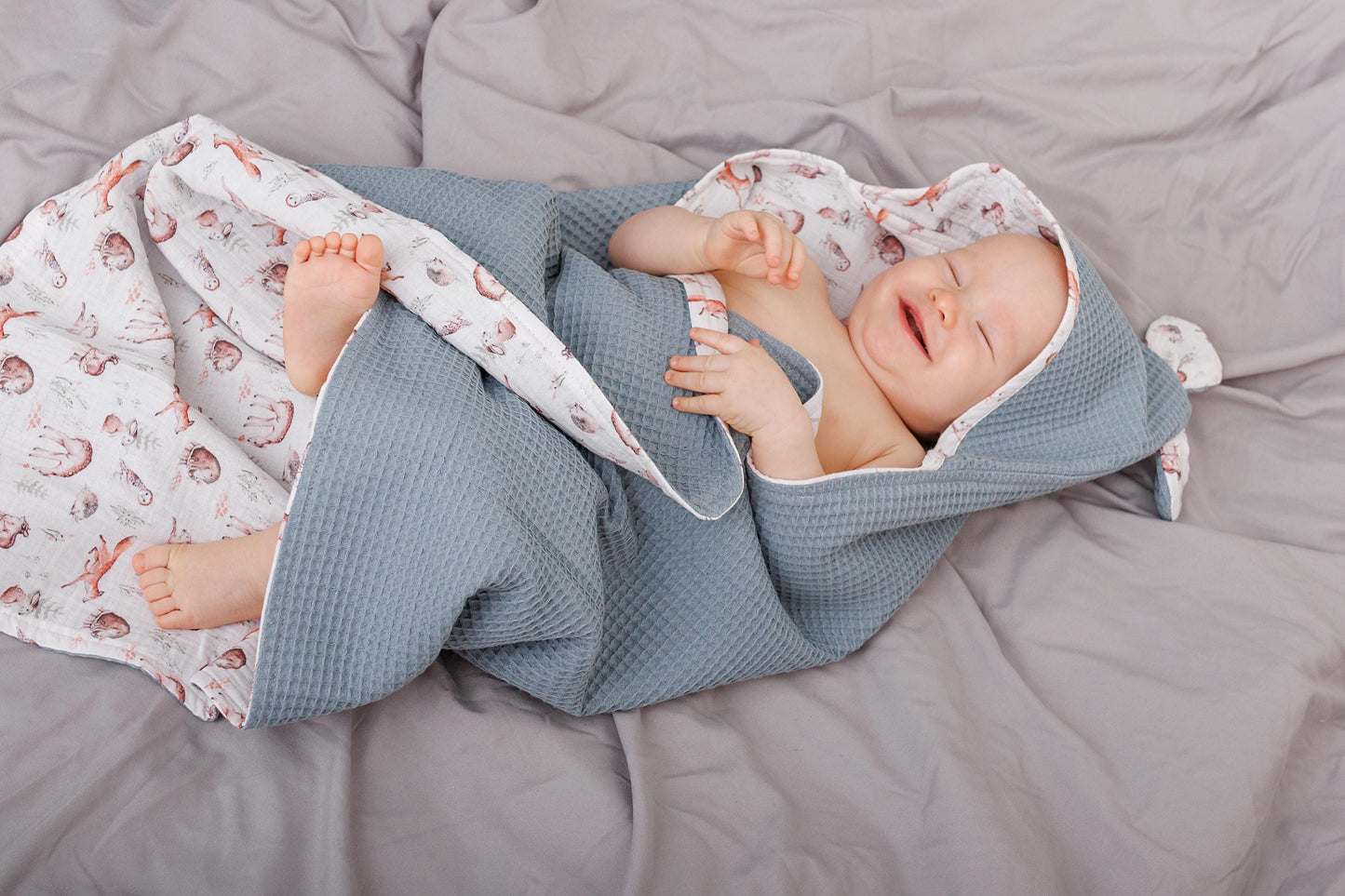 Hooded bath towel for babies, Waffle towel kids, Organic cotton Baby bath towel, New baby gift,Kapuzenhandtuch, Baby Badetuch
