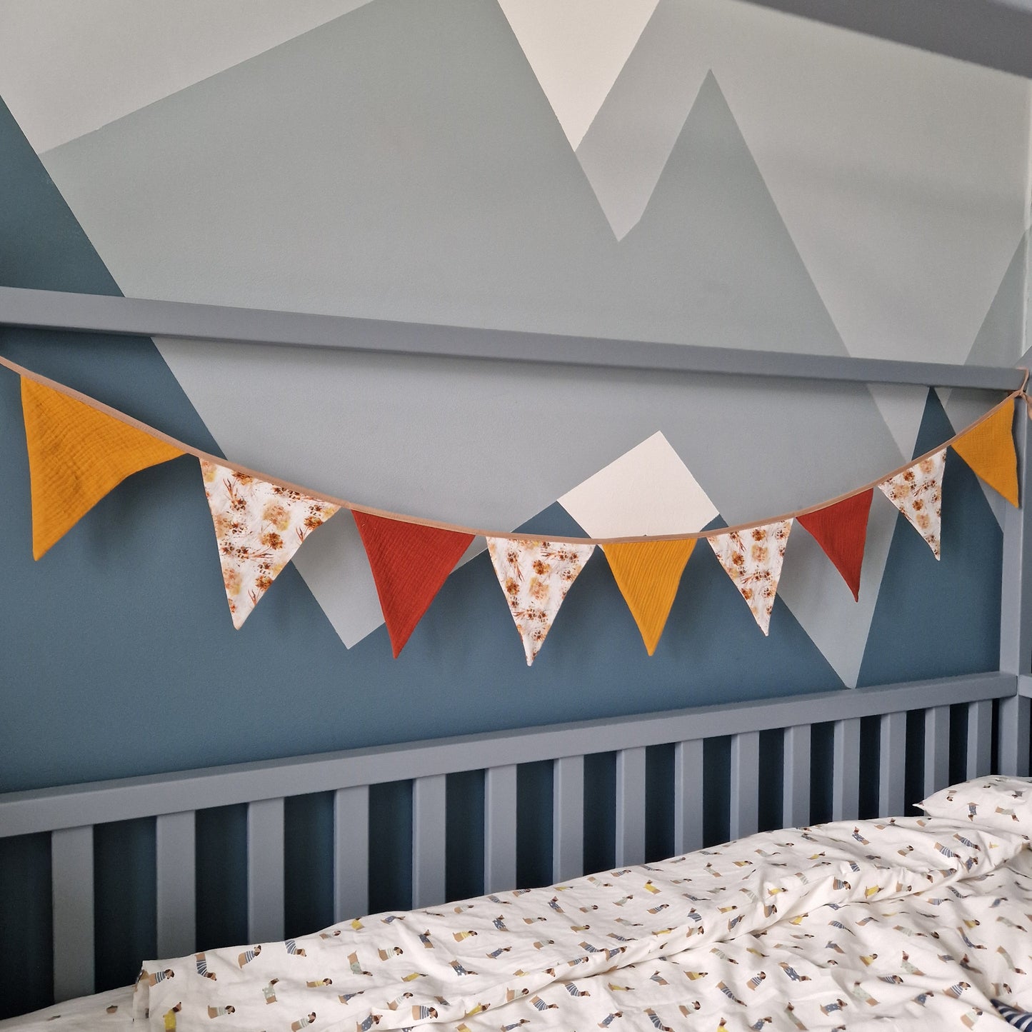 Cotton Flag Bunting: Triangle Garland, Nursery Wall Decor