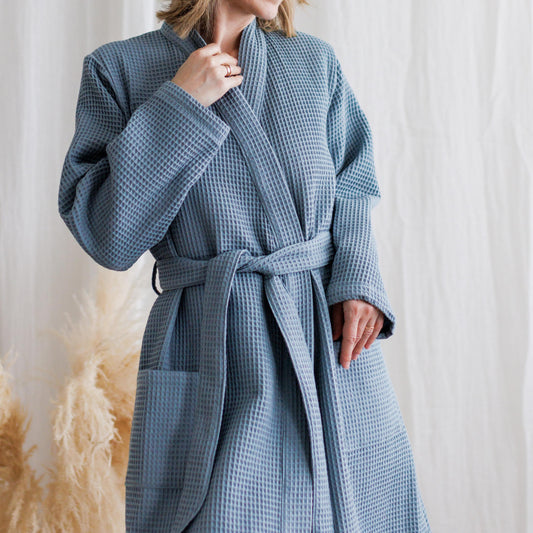 Waffle Cotton Robe: Women's Muslin Bathrobe, Soft Loungewear