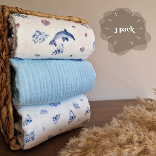 Waterproof changing pad Set of 3 for boys, Blue baby diaper changing pads