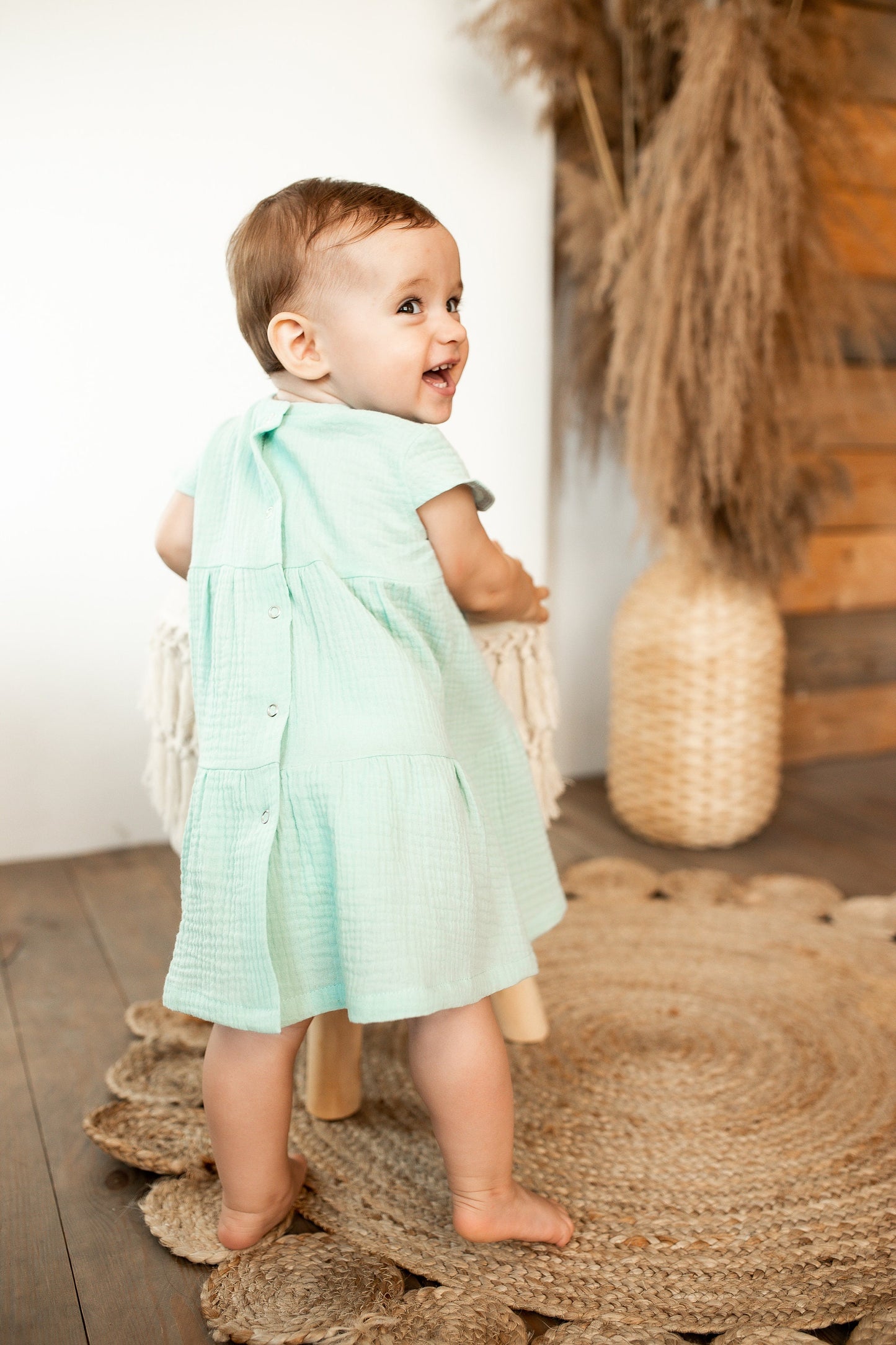 Organic Cotton Muslin Baby Dress: Flowing Summer Outfit