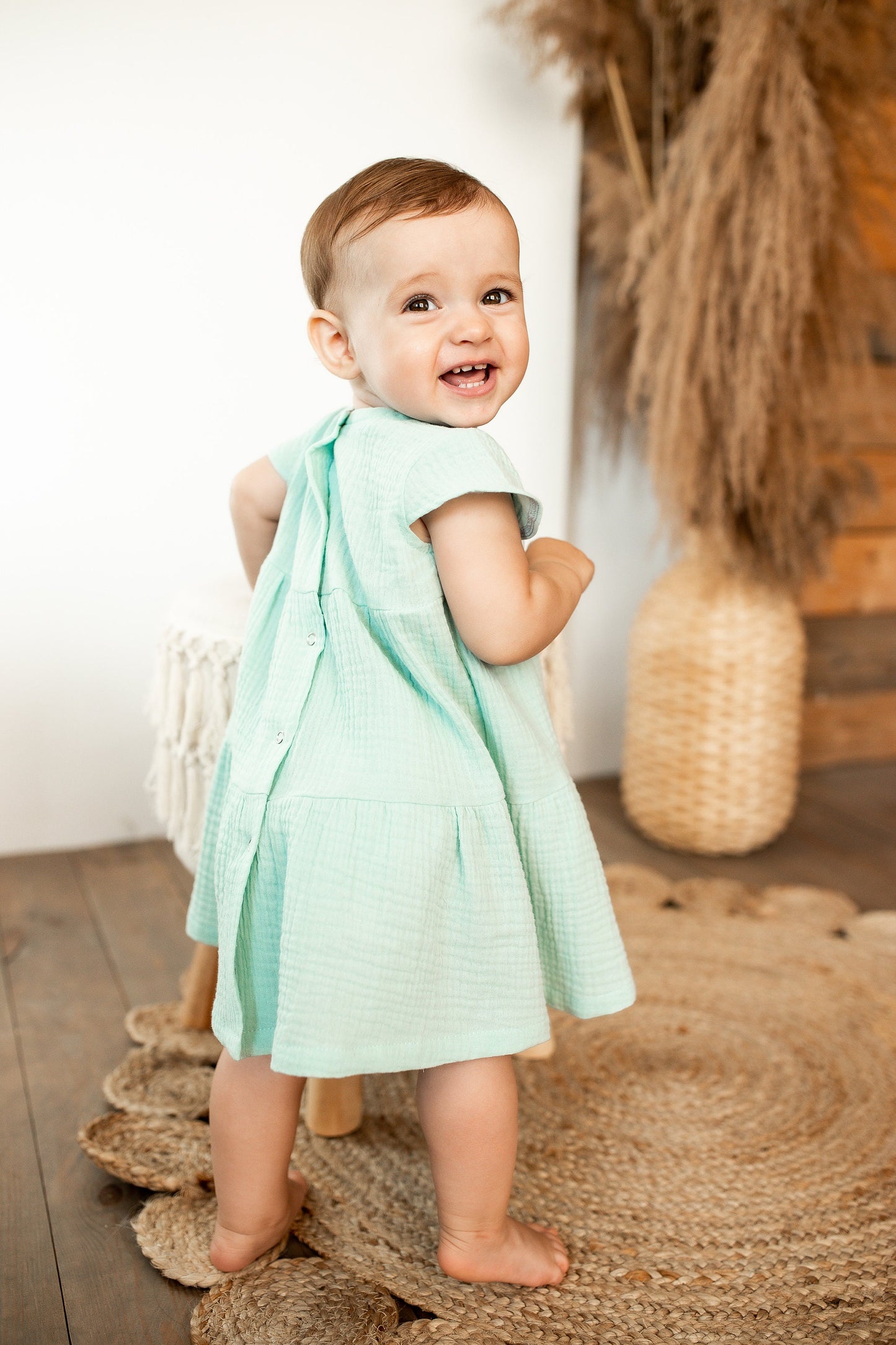 Organic Cotton Muslin Baby Dress: Flowing Summer Outfit