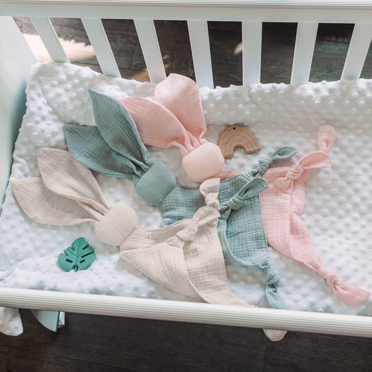 Organic Cotton Muslin Bunny Comforter - Baby Cuddle Cloth