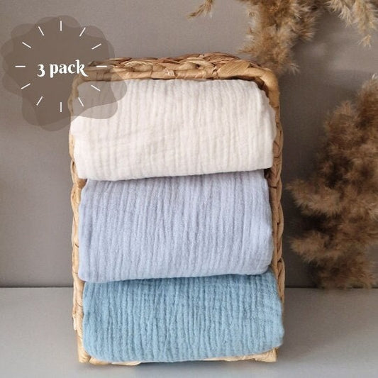 Set of 3 Waterproof Double Gauze Muslin Change Pads: Portable and Travel-Friendly Diaper Changing Mats