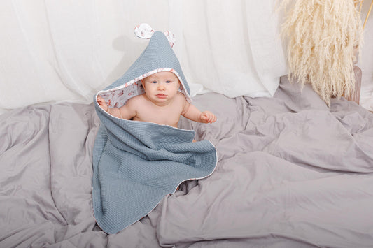 Personalized Organic Cotton Baby Bath Towel: Hooded Waffle Weave