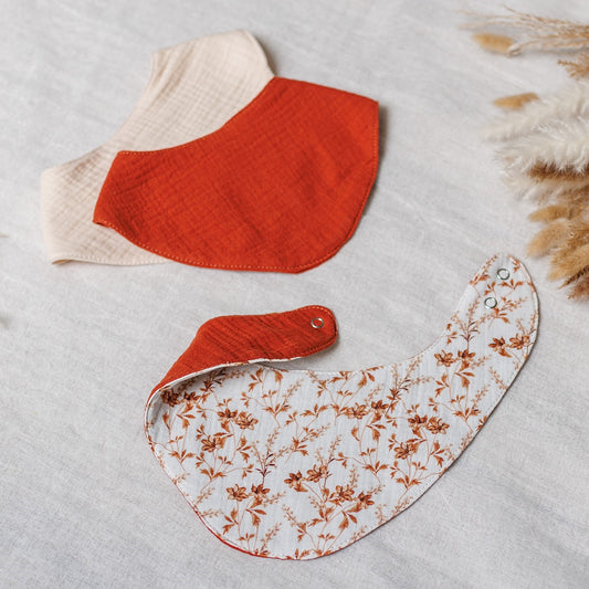 Muslin Baby Bibs "Autumn Bloom" – 1 pc or 3-Pack