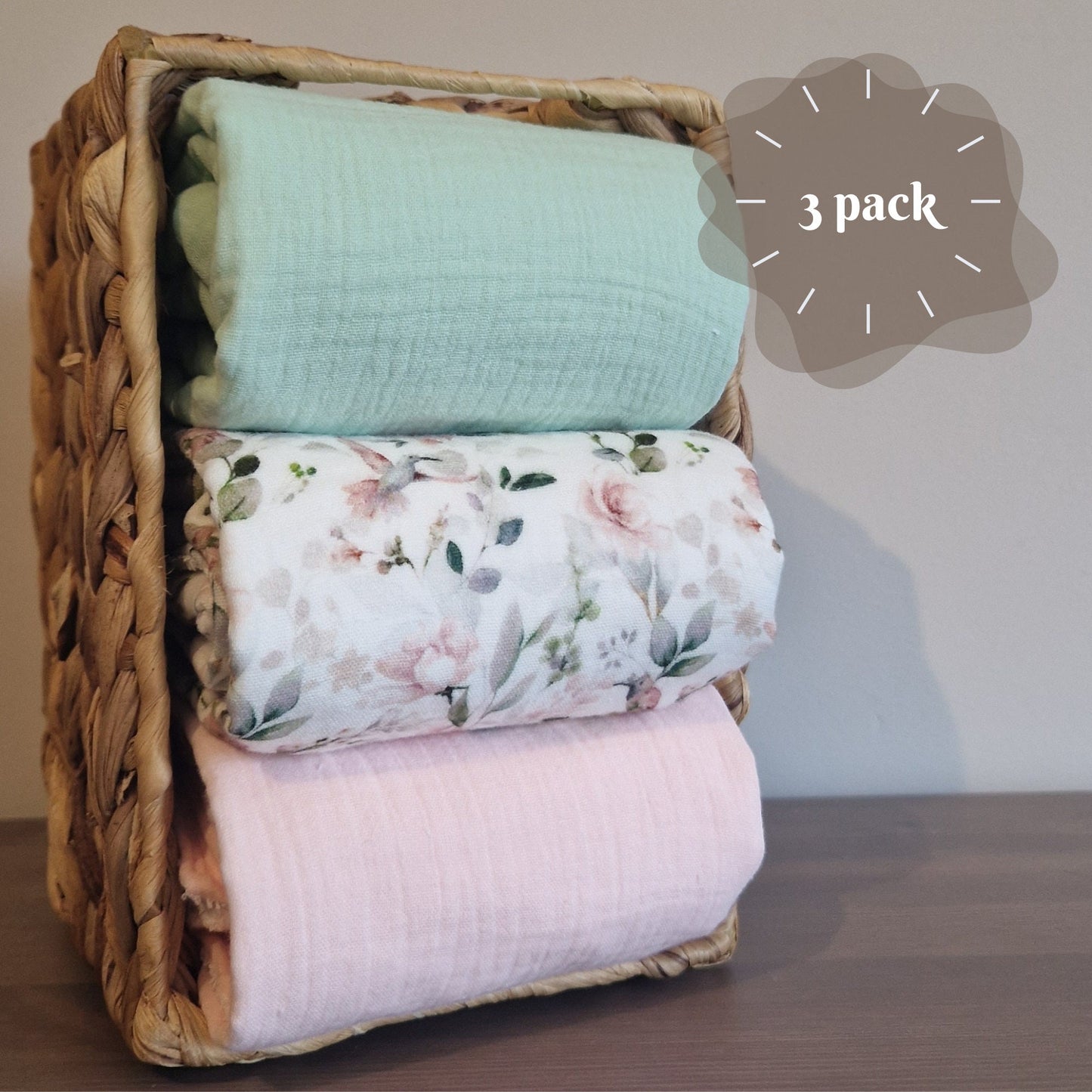 Set of 3 Waterproof change pad Double Gauze Muslin  travel changing mat, Diaper changing mat, portable changing mat