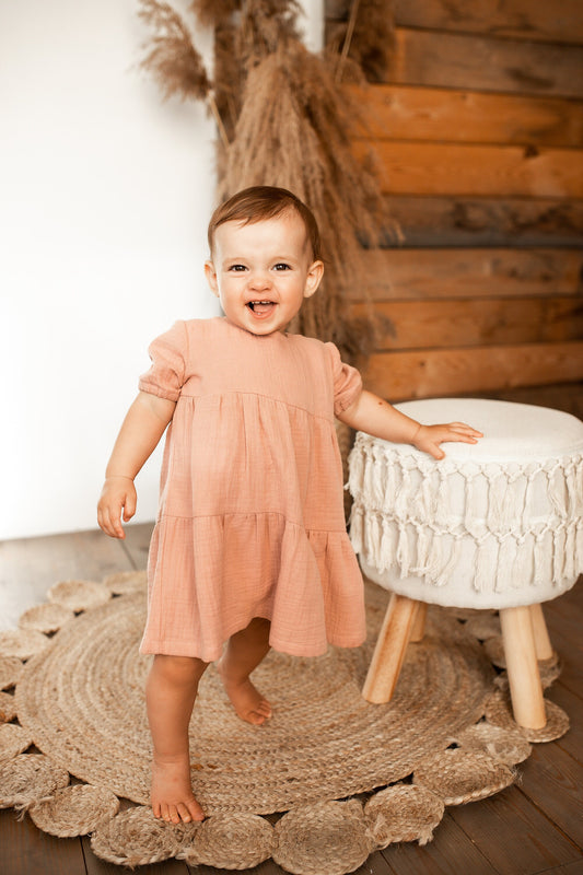 Organic Cotton Muslin Baby Dress: Flowing Summer Outfit