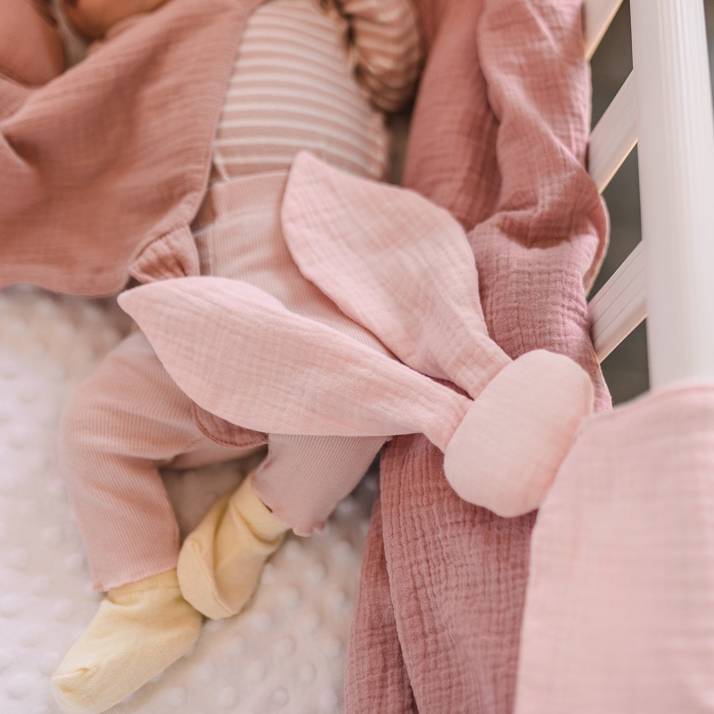 Organic Cotton Muslin Bunny Comforter - Baby Cuddle Cloth
