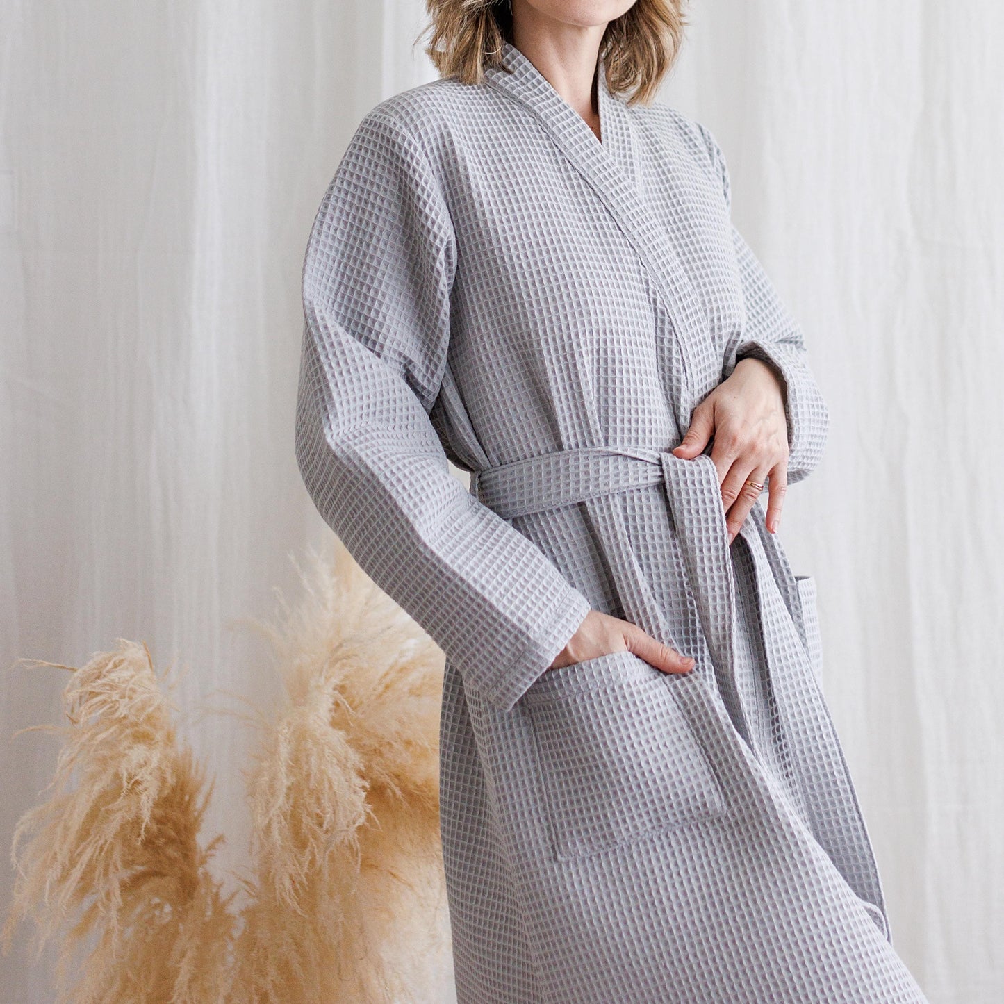 Waffle Cotton Robe: Women's Muslin Bathrobe, Soft Loungewear