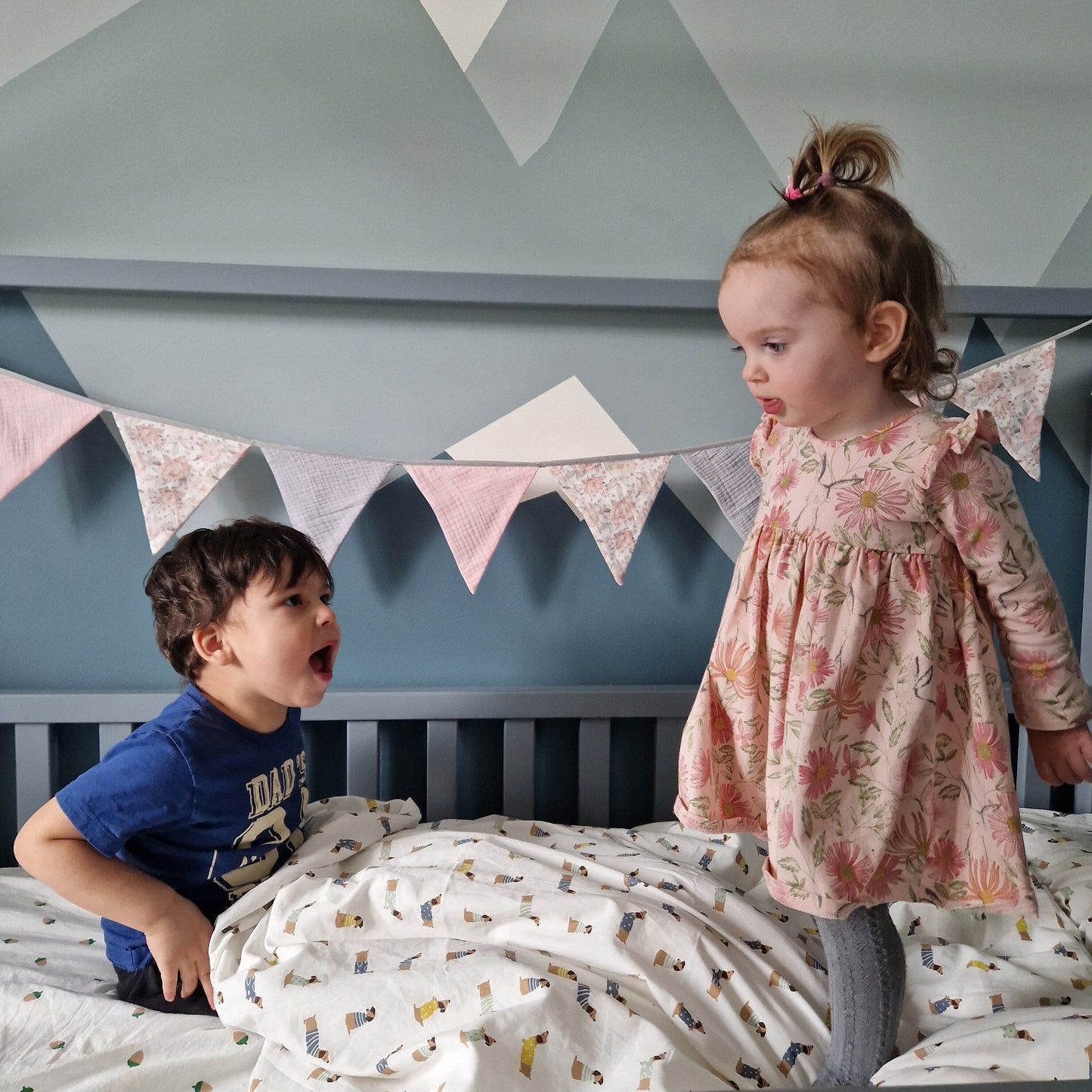 Cotton Flag Bunting: Nursery Garland Wall Decor