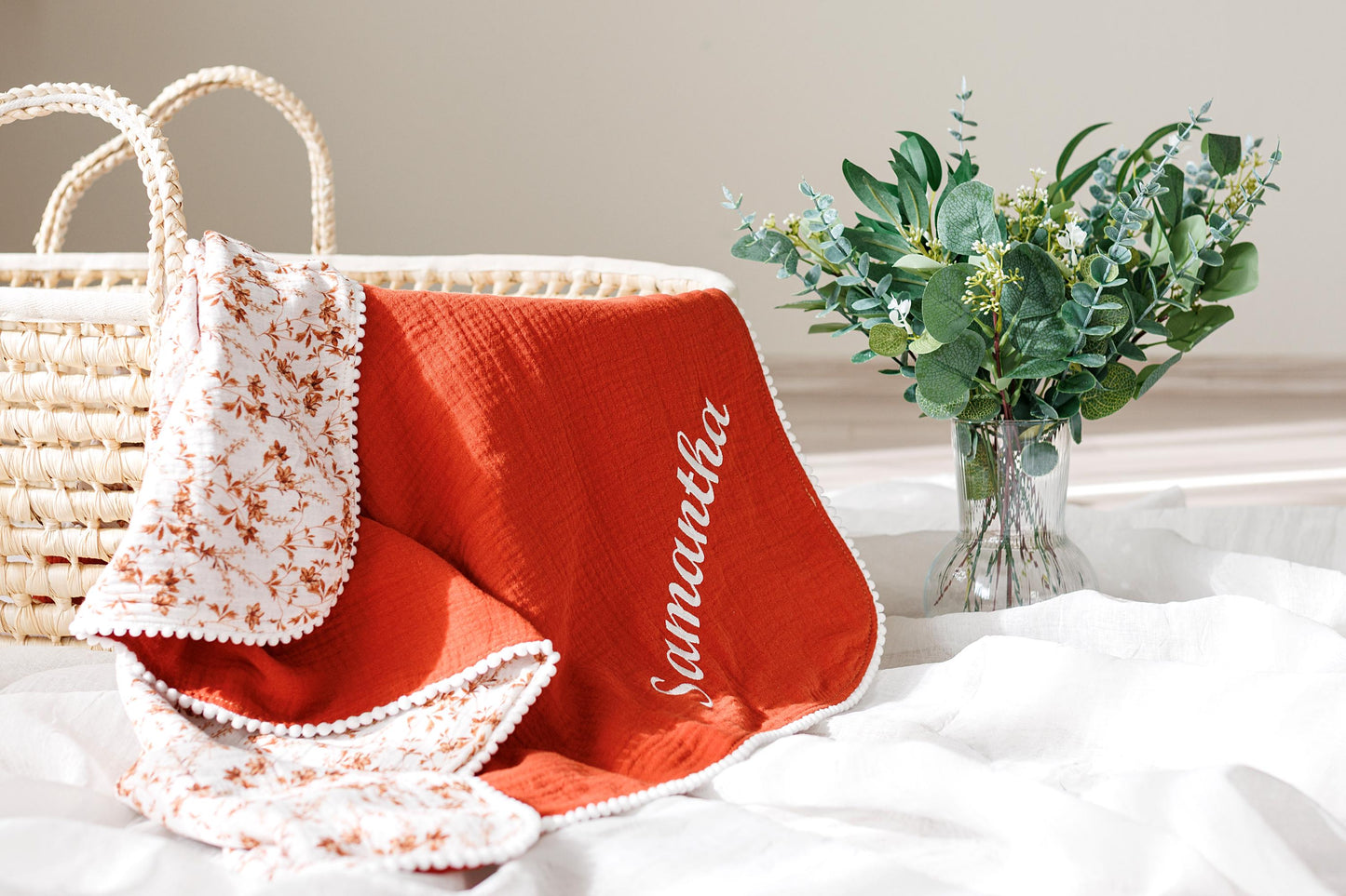 Personalized baby blanket with name Gifted baby blanket Newborn custom gift Baby shower present Embroidered Stroller Blanket
