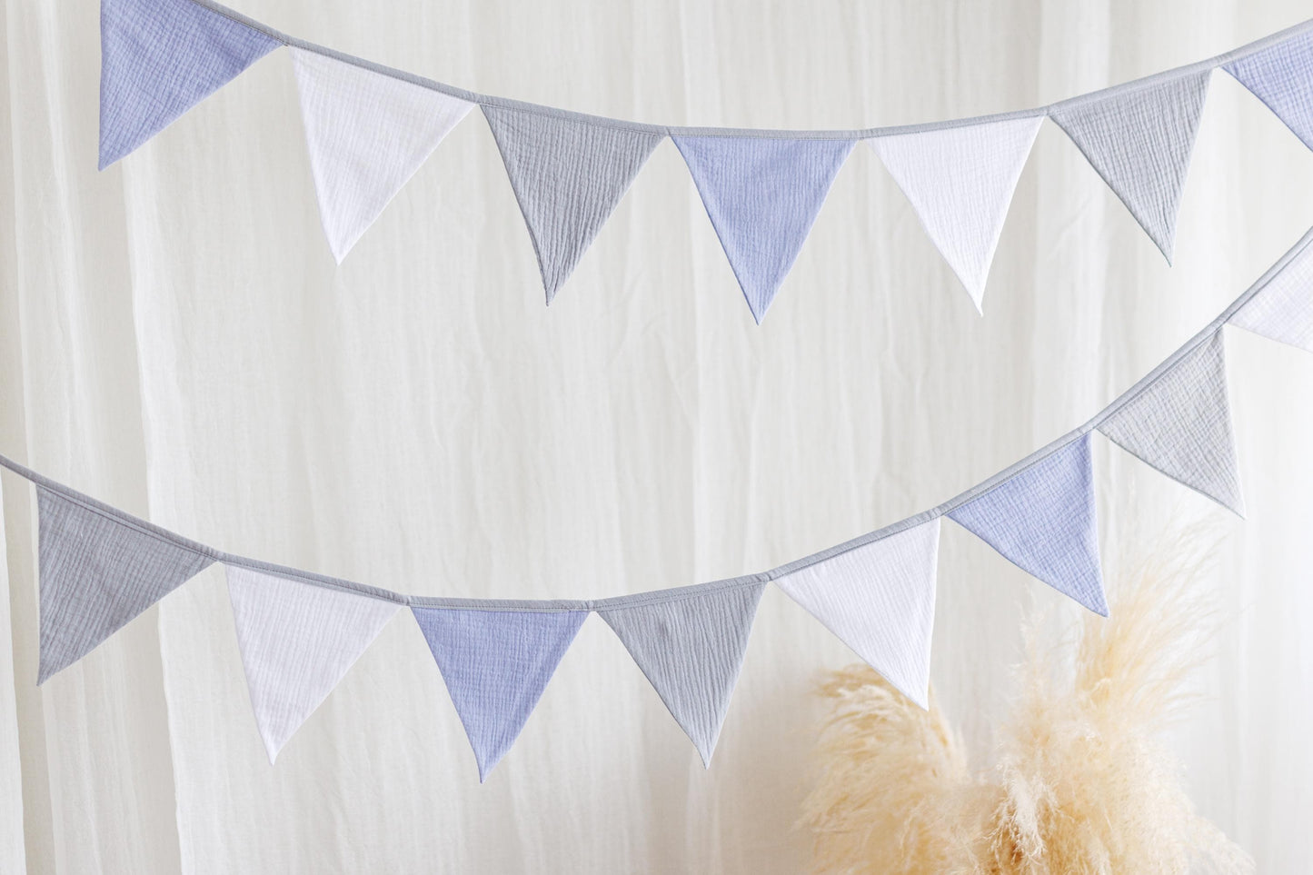 Cotton Bunting Banner: Nursery Garland, Pink Triangle Flags