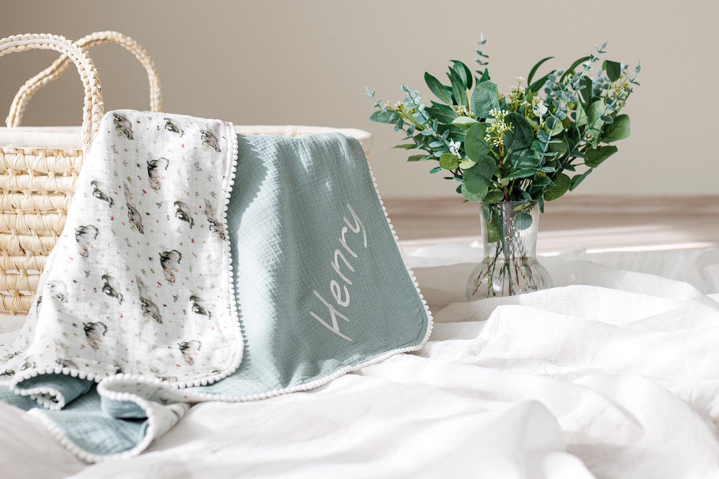 Personalized baby blanket with name Gifted baby blanket Newborn custom gift Baby shower present Embroidered Stroller Blanket