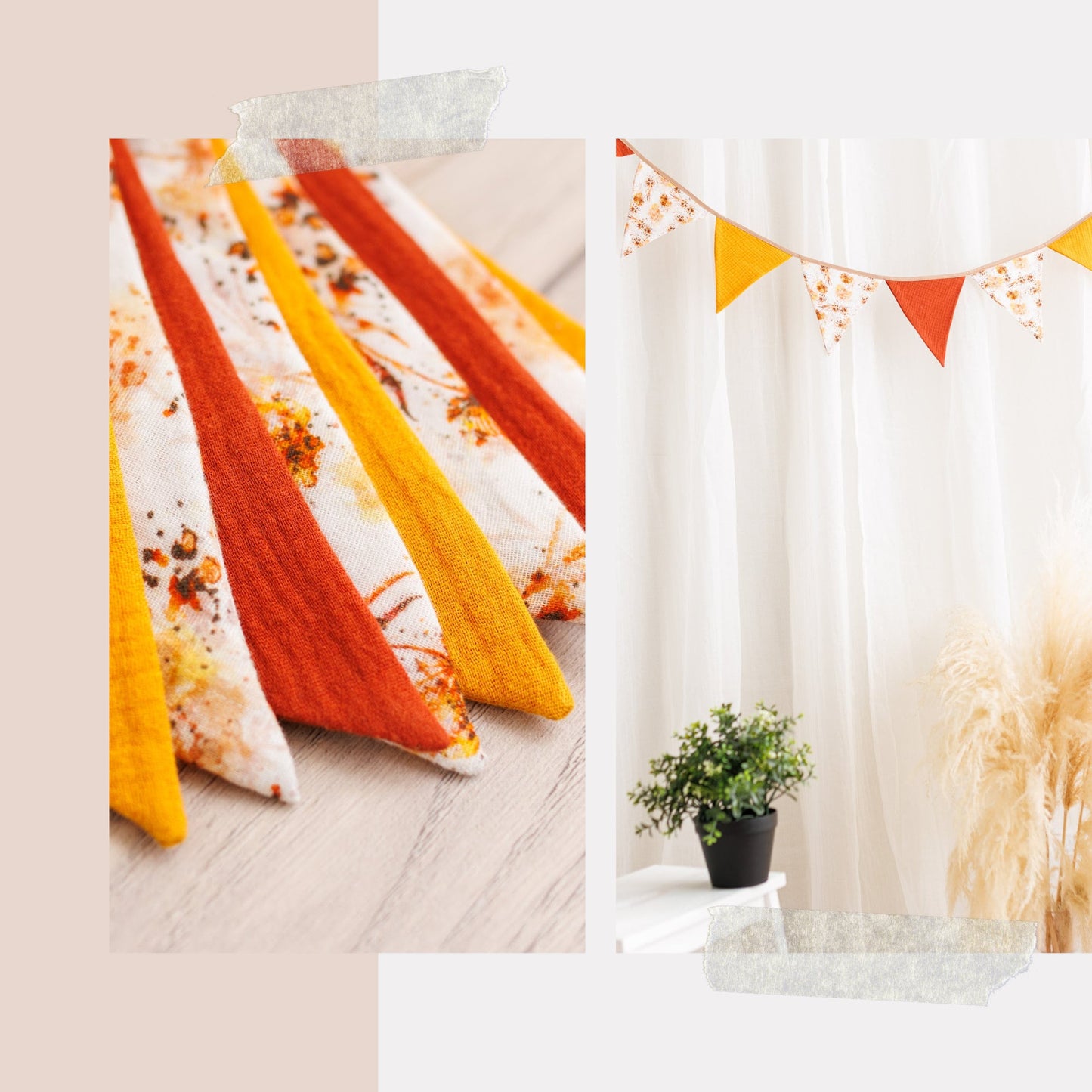 Cotton Flag Bunting: Triangle Garland, Nursery Wall Decor
