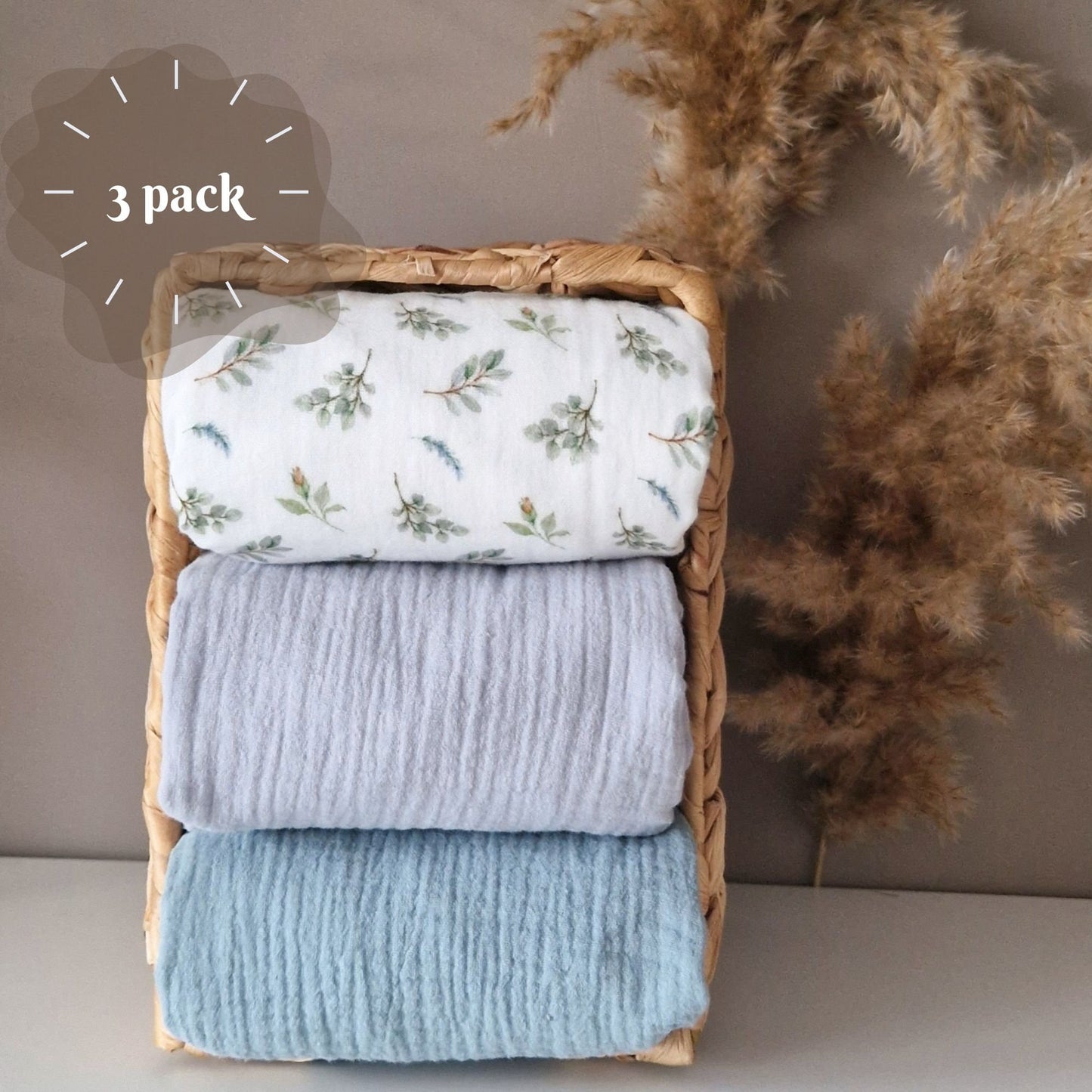 Set of 3 Waterproof change pad Double Gauze Muslin  travel changing mat, Diaper changing mat, portable changing mat