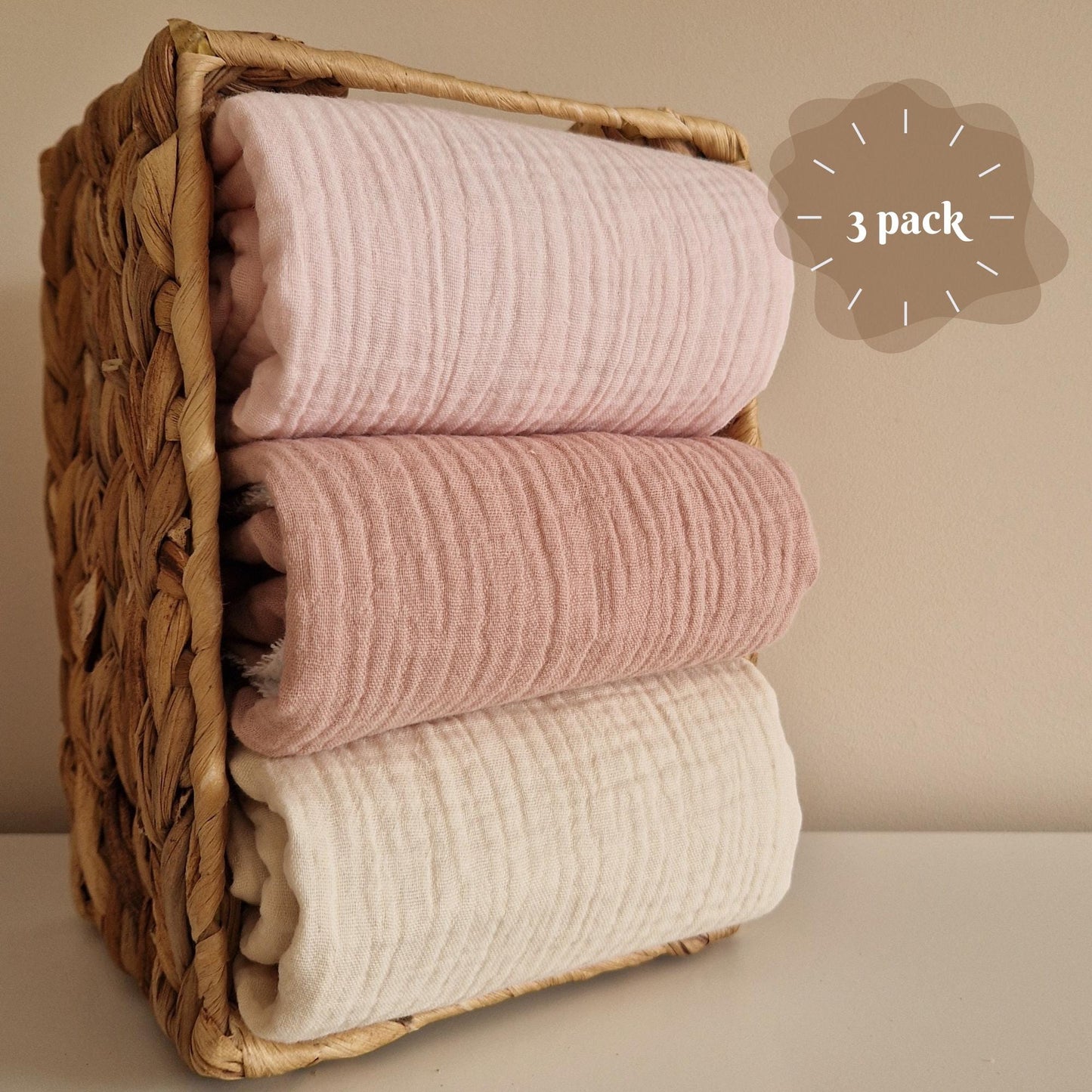 Set of 3 Waterproof change pad Double Gauze Muslin  travel changing mat, Diaper changing mat, portable changing mat