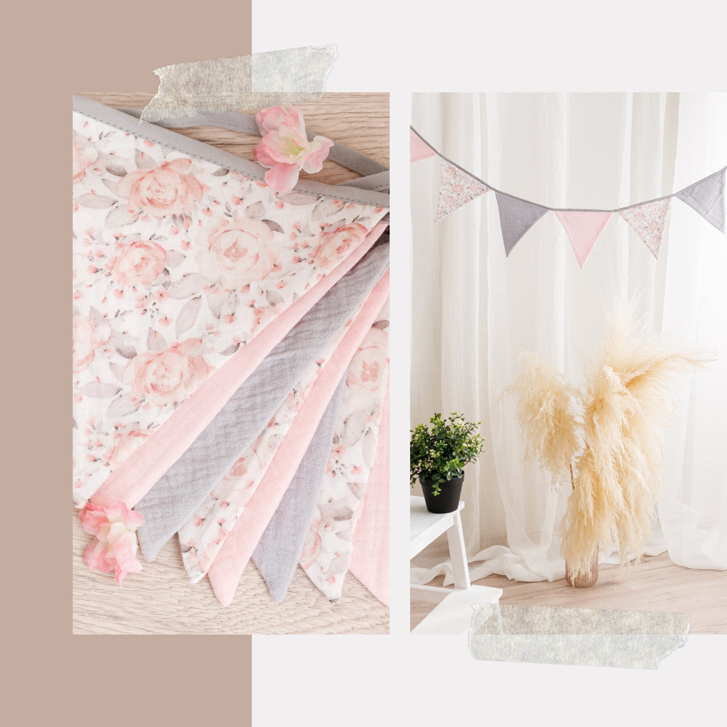 Cotton Flag Bunting: Nursery Garland Wall Decor